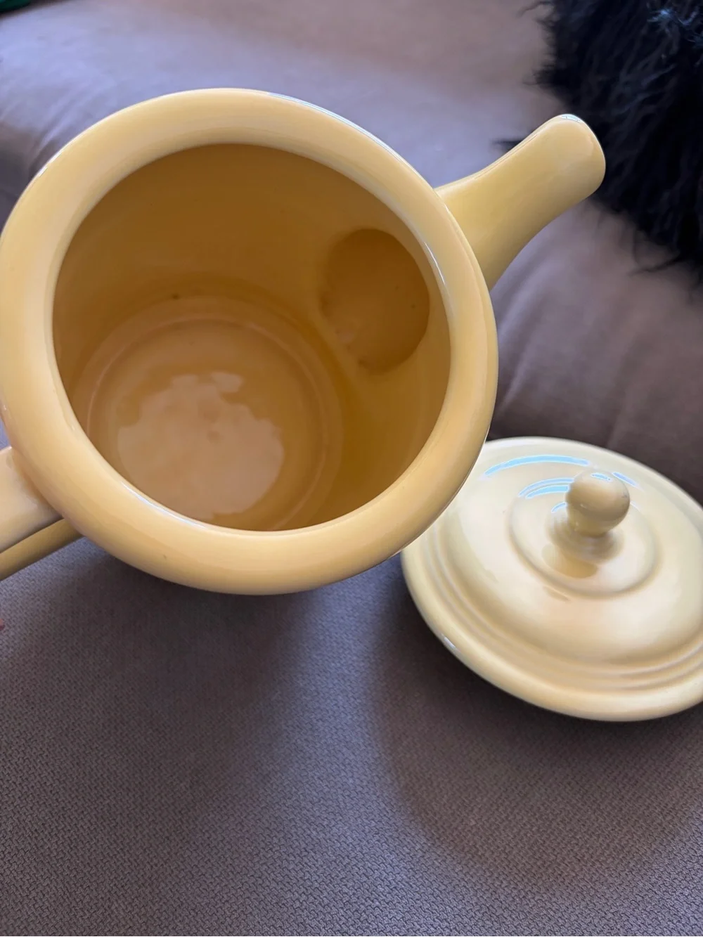 Vintage Cooks Club Yellow Ribbed Ceramic Coffeepot / Teapot with Lid